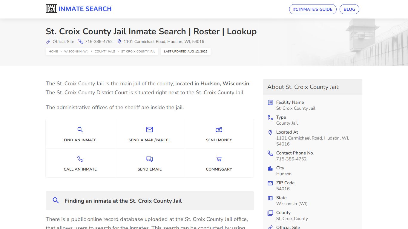 St. Croix County Jail Inmate Search | Roster | Lookup