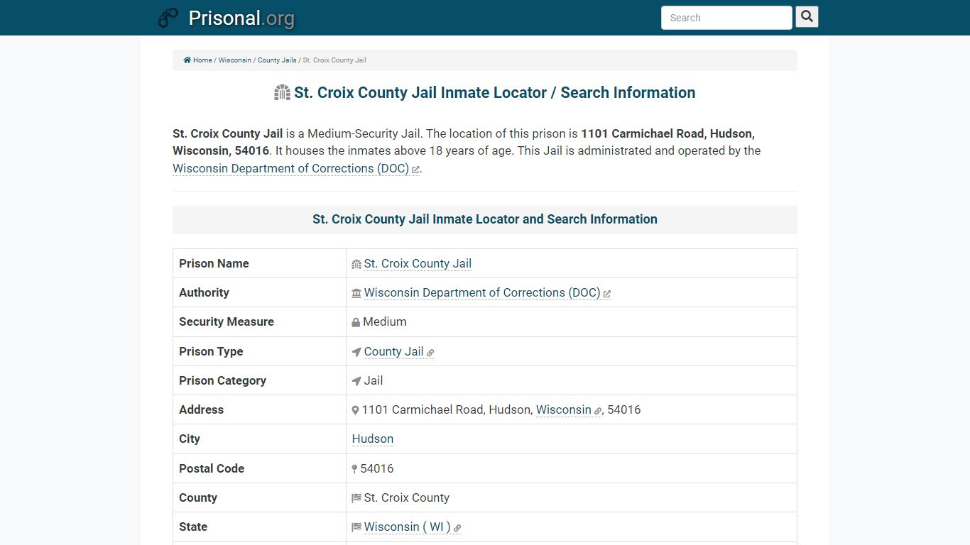 St. Croix County Jail-Inmate Locator/Search Info, Phone ...